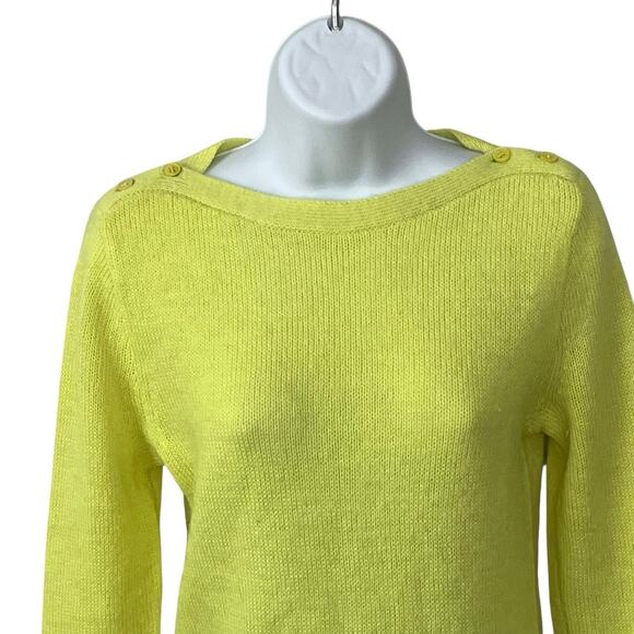 J. Crew Pullover Sweater Women’s Size S Wool Mohair Blend Buttons Chartreuse - Picture 3 of 8